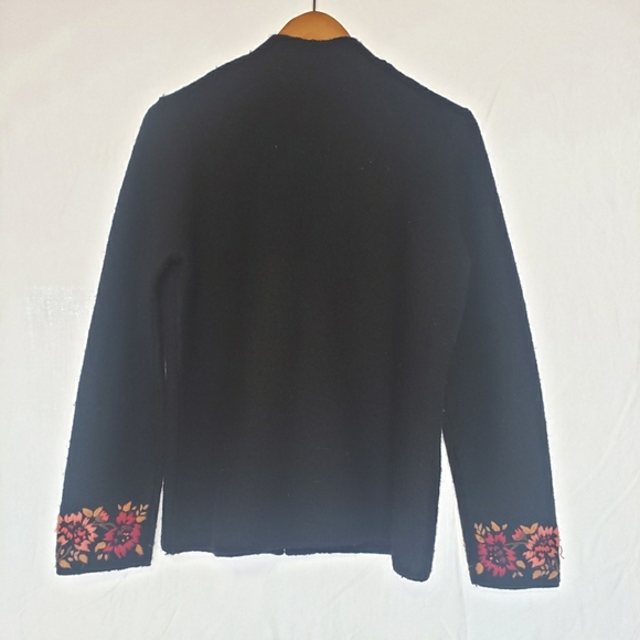Pure Wool Floral Embroidered Cardigan - Picture 2 of 8